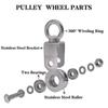 500kg Lifting Pulley with 2 Bearings 48mm Stainless Steel 304 Cable Wheel for Construction Rigging