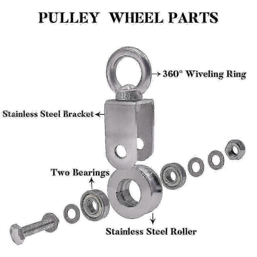 500kg Lifting Pulley with 2 Bearings 48mm Stainless Steel 304 Cable Wheel for Construction Rigging