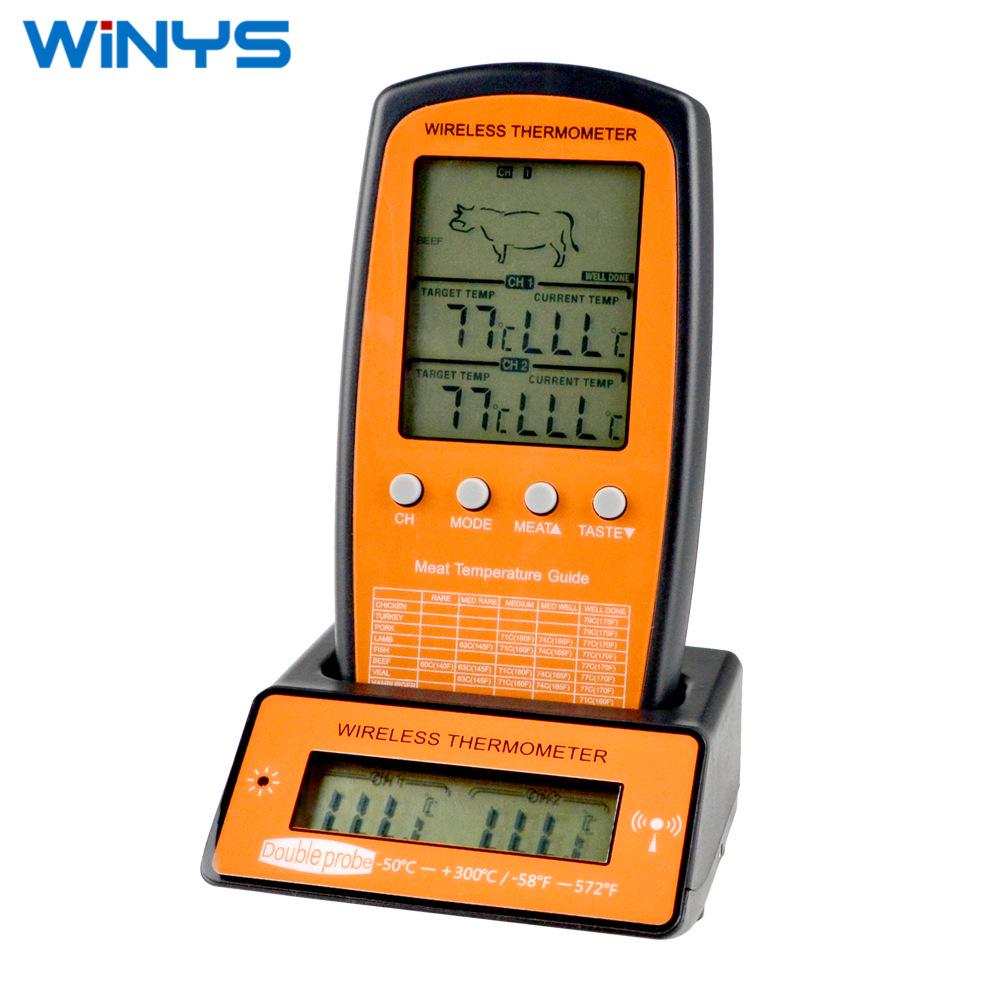 Беспроводной пищевой термометр с двумя щупами для барбекю, выпечки, приготовления конфет и жарки с функцией умного будильника