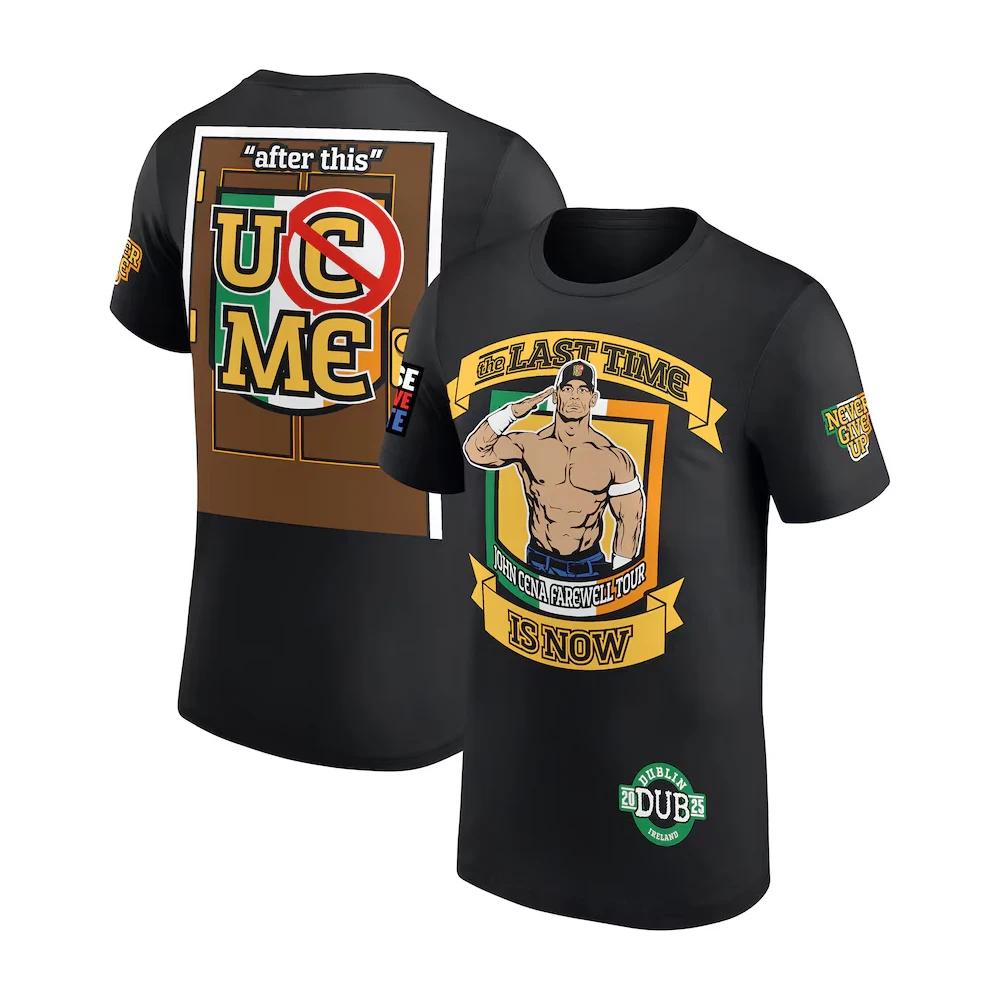 John Cena Farewell Tour 2025 Dublin Men's Black T-Shirt, Short Sleeve 3D Printed Fighting T-Shirt, Men's Casual PlusSize Daily