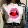 New Fashion Women Tshirt Watercolor Lips Printed Tops Tee Casual Short Sleeve Female Tee Shirts Harajuku Graphic T-Shirts Femme
