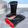 Stylish Men's Non-Slip Waterproof High-Top Rain Boots with Drawstring - Long Tube Fishing Wear-Resistant