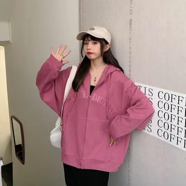 Кардиган с капюшоном, толстовка женская, больших размеров, осенняя, свободная, с длинным рукавом, на молнии, куртка, топ