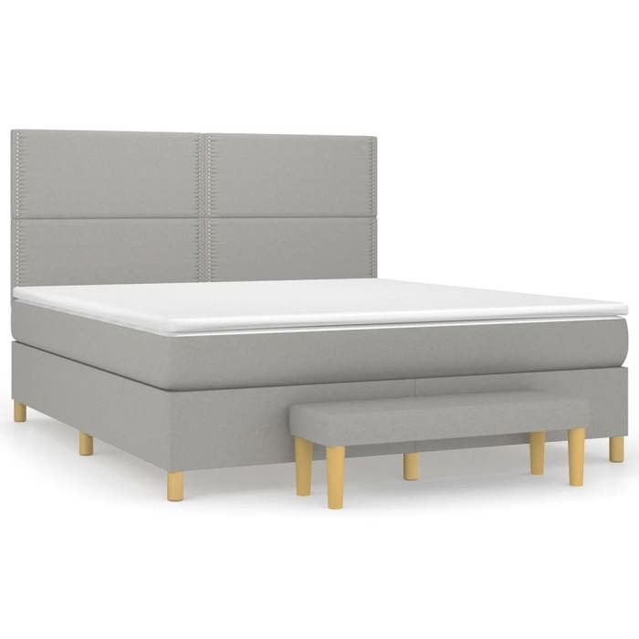 Maison Exclusive - Sommier à lattes de lit avec matelas Gris clair 180x200cm Tissu