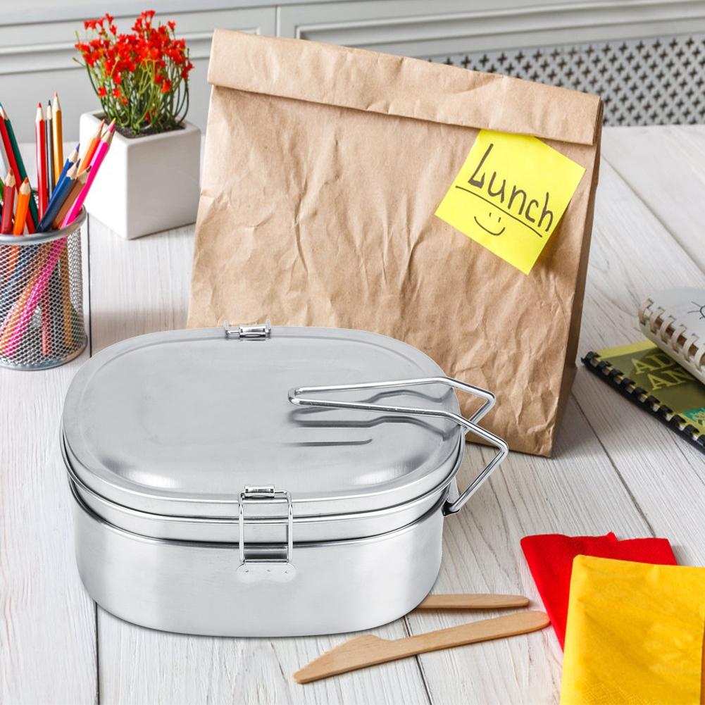 Двухслойный ланч-бокс из нержавеющей стали Bento Food Container Outdoor Travel Picnic