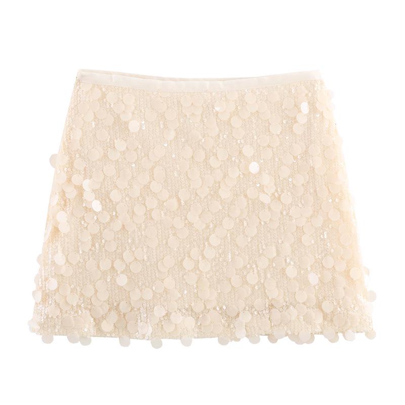 Женская мини-юбка с пайетками, европейский и американский стиль, зима 2025: Сексуальная короткая юбка-карандаш, облегающая бедра