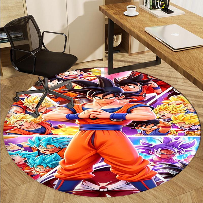 DRAGON BALL Pattern Round Rug, Indoor/Outdoor Mat, for Picnic, Gameroom, Bedroom, Office, Living Room, Home Decor Carpet, Birthday Gift