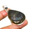 Labradorite Gemstone Handmade 925 Silver Plated Jewelry Pendant 2.08"