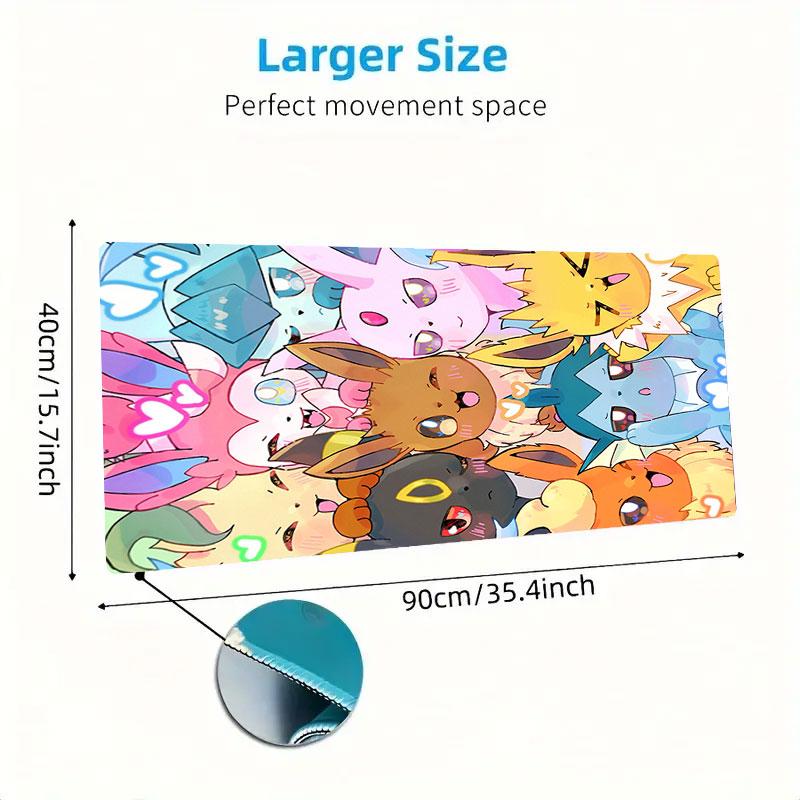 Cute Pokemon Mouse Pad, Large Gaming Desk Mat, Non-slip XXL Mousepad for Laptop & Tablet, Mini PC Playmat with Stitched Edges