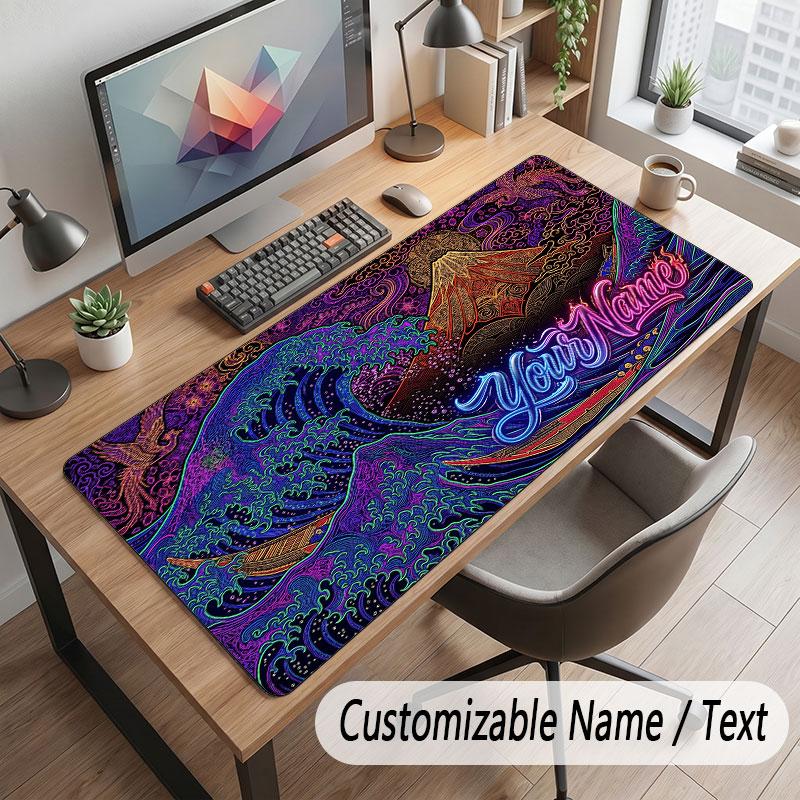 Abstract Geometric Theme Customized Mouse Pad Personalized Print Name Text Desk Mat For Home Office Table Decor