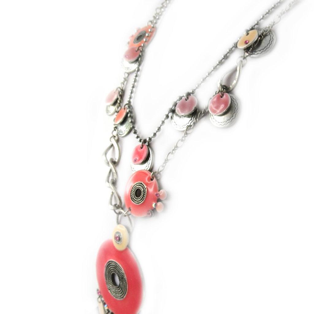 Les Trésors De Lily [E0666] — Розовое дизайнерское колье «Мимозы»