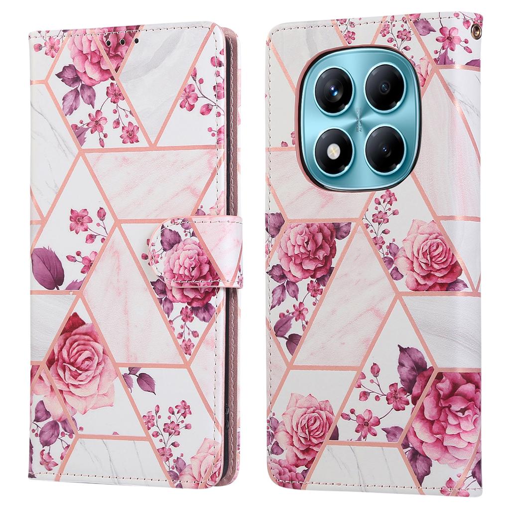 Для Xiaomi Redmi Note 14 Pro 4G Чехол Лакированный Мраморный Узор Кожаный Чехол для Телефона