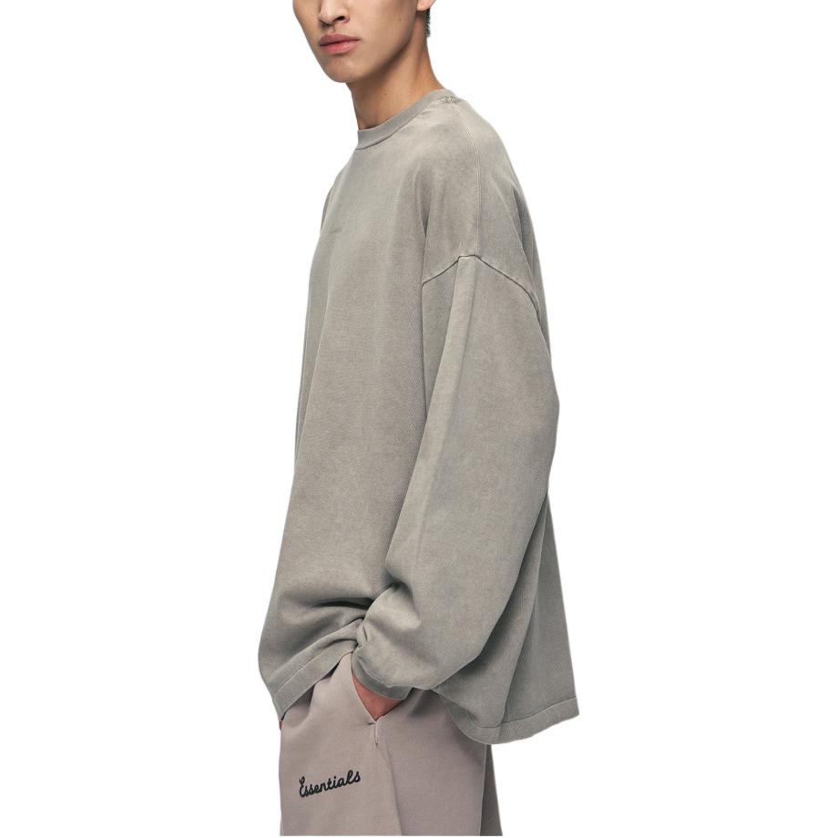 Fear of God Essentials Фирменная футболка с длинным рукавом 90-х Выцветшая Печать Унисекс Топы Серый 125SP264342F