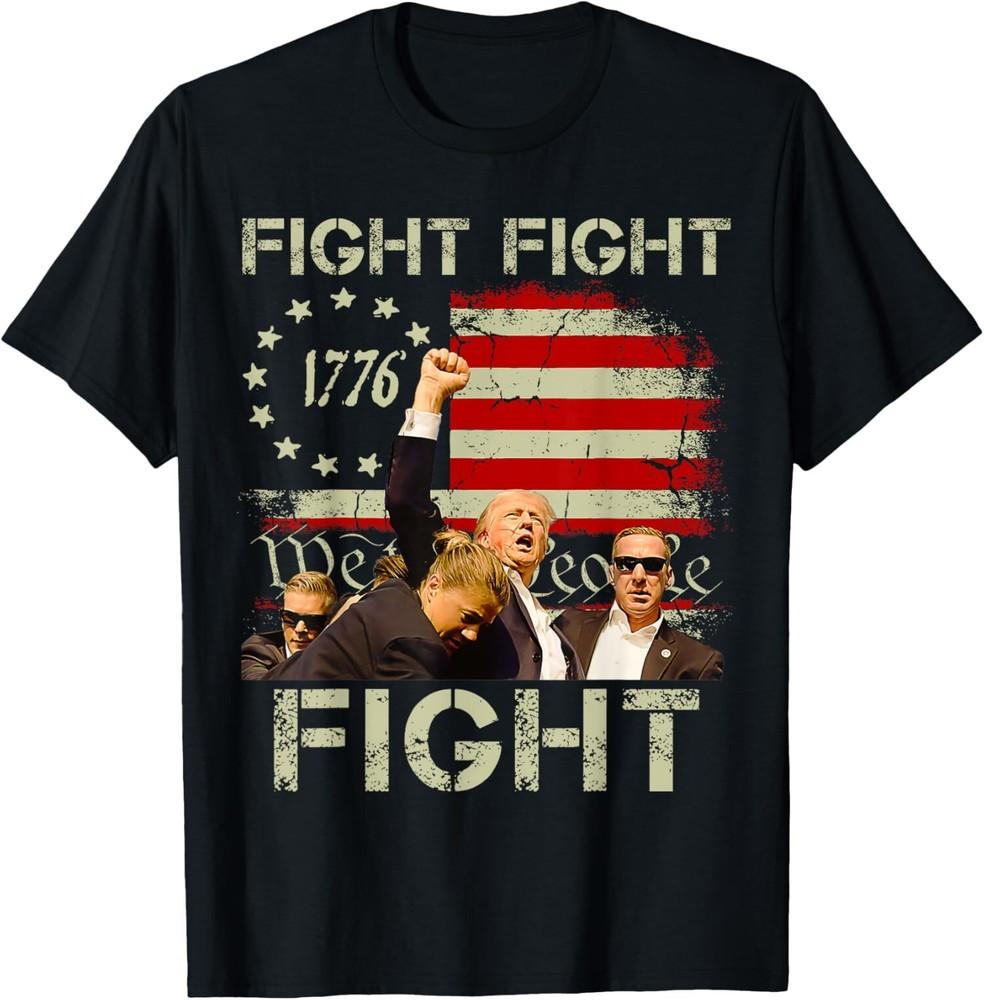 Trump Fight Fist Pump 2024 USA Flag T-Shirt Unisex T-Shirt