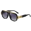 Polarized Flat Top Square Sunglasses for Fashion Pilot Extra Large Metal Frame Eyewear [SHEEN KELLY] Men's