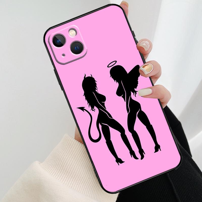 Angel Devil Girl Phone Case For iPhone 17 Pro Max 16 15 11 13 12 14 Pro Max mini 15 16 Plus 16e 17 Air Cover