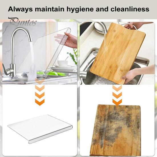 Акриловая разделочная доска с бортиком, нескользящая, прозрачная, разделочная доска для кухни, Г-образная, разделочная доска для овощей, тортов, пиццы, сэндвичей
