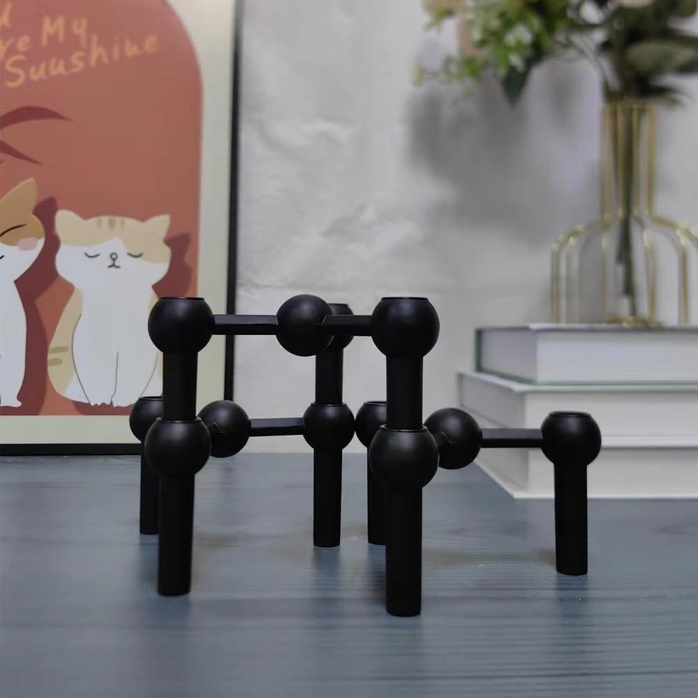 Metal Molecular Structure Candle Holder Silver Triangle Candlestick Home Decore Candelabra Gift