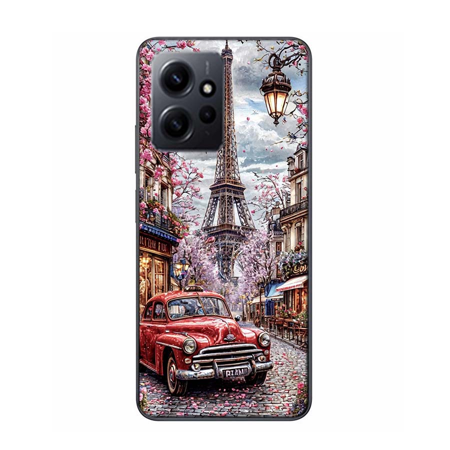 Eiffel Tower Art Phone Case For Redmi 12 13C 12C 15C 9 10 10C Note 13 Pro Plus 14 15 Pro 9T 9C 9A TPU Soft Cover Clear Cell Case