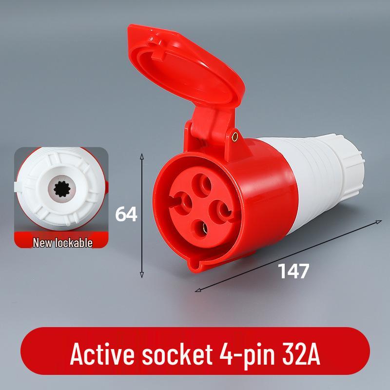 3/4/5 Pin Waterproof Aviation Connector, 32A, Three-Phase, Male & Female, Non-Explosion-Proof