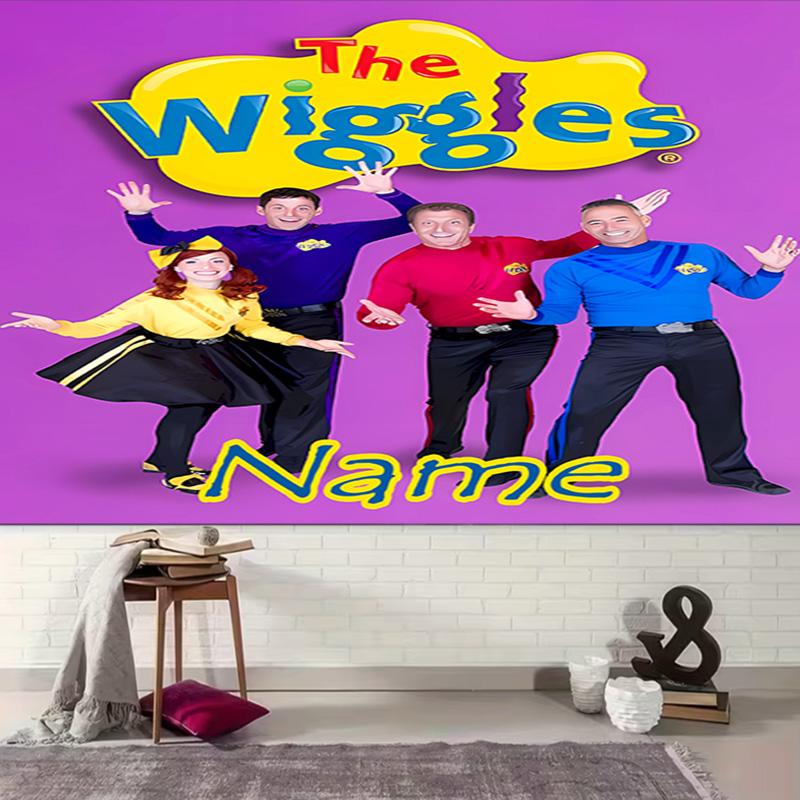 Personalized The Wiggles Background Tapestry,Custom Name Birthday Party,Multifunctional Wall Decoration for Home Decor,Various Occasions