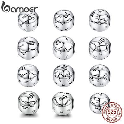 BAMOER Круглые шармы из стерлингового серебра 925 "Созвездия"