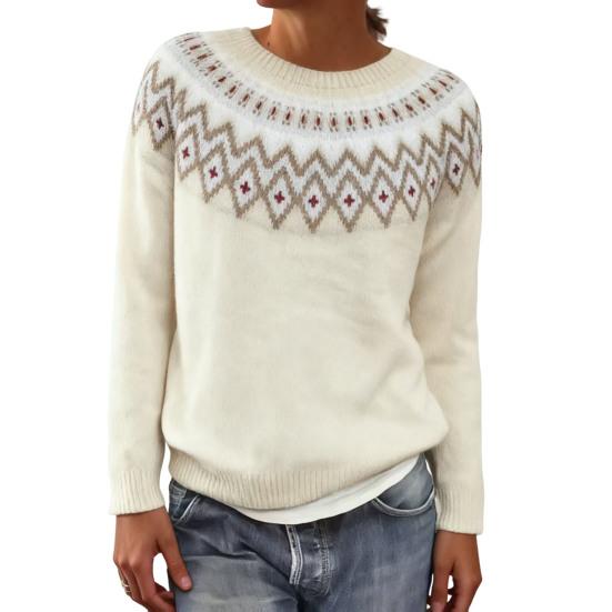 Женский свитер с круглым вырезом, длинным рукавом, в стиле пэчворк, пуловер, топы свободного кроя, осенне-зимний вязаный топ