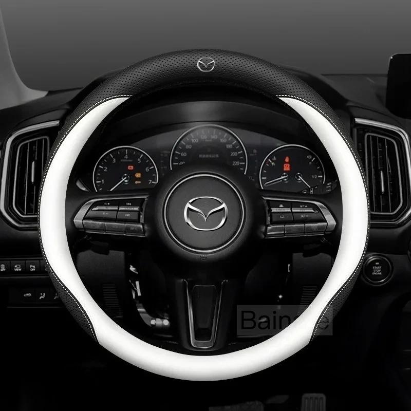 Для Mazda 3 5 6 SKYACTIV Axela Atenza CX30 CX50 CX5 CX7 CX8 CX9 MX5 RX8 BT50 Замшевая Кожаная Накладка на Руль Автомобиля Аксессуары