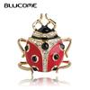 Cute Ladybug Shape Brooches Beatles Insect Pins Crystals Corsage For Women Kids