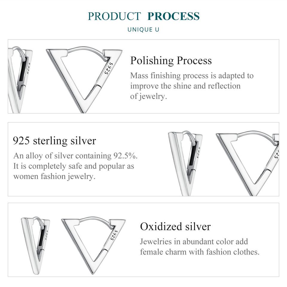 Bisaer Маленькие треугольные серьги из стерлингового серебра 925 пробы для женщин, геометрические серьги-кольца, гипоаллергенные серьги для женщин и девочек