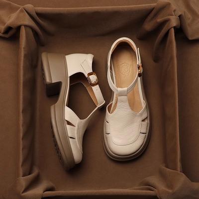 Летние ретро-сандалии с римским носком и полым носком для женщин