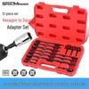 12PC Hex Shank To Square Drive Adapter Set: Socket Extension & Electric Wrench Connector