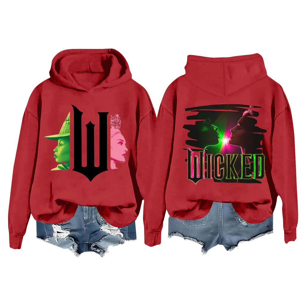 Женская модная повседневная кофта с длинными рукавами и принтом ведьмы с капюшоном