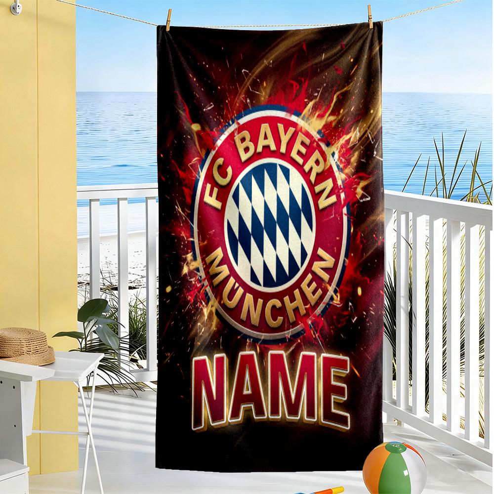 Fc Bayern München Galaxy Frame Customized Name Beach Towel Quick-Dry Soft Microfiber Suitable for Swimming Gym Camping Yoga Vacation
