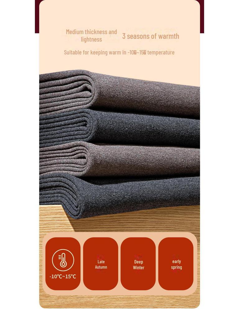 Мужской комплект термобелья из шелка и шерсти: Плюс бархатный толстый костюм на осень и зиму