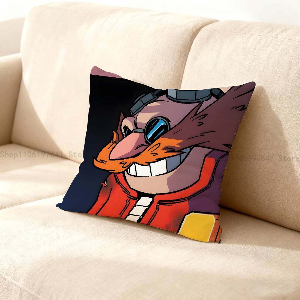 Without Hair Eggman Robotnik Anime Celebrity Merchandise All-Match Printed Pillow Case Sofa Car Office Room Decoration Protector