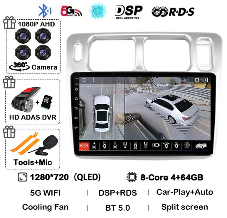 Android 14 беспроводной авто Carplay для Mitsubishi Pajero iO 1998-2007 автомобильный радиоприемник GPS навигация 4G WIFI мультимедийный видеоплеер DSP