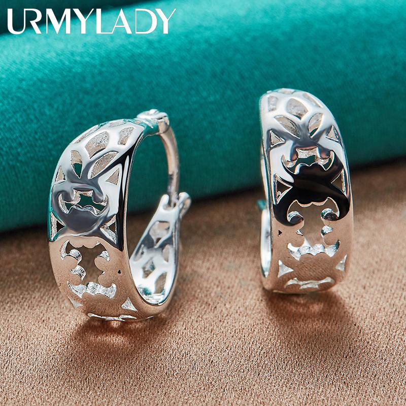 URMYLADY 925 пробы полые серьги-цветы клипсы для ушей для женщин свадебные помолвочные модные украшения с шармами