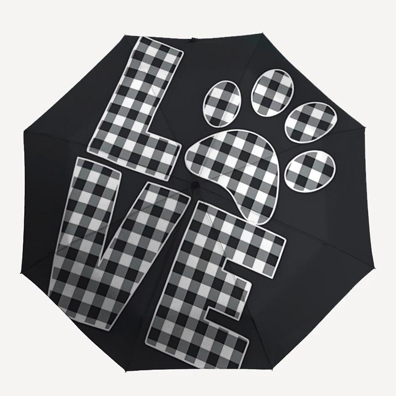 1pc Paw Print Love Automatic Folding Umbrella - Portable Collapsible Design, 8-Rib Iron Frame, Durable Fabric yy251125107