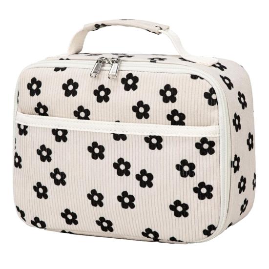 Kids Insulated Lunch Bag Corduroy Lunch Box for School Spacious Cooler Organizer with