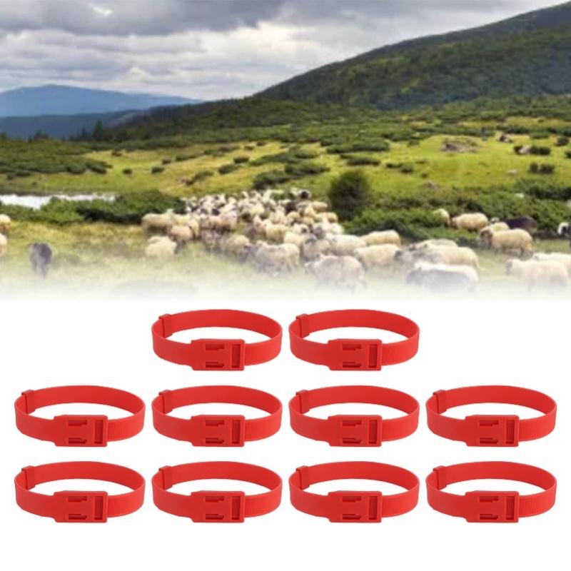 10 шт. Ошейник для козы ПУ 23 дюйма Регулируемый ошейник для скота Для сельскохозяйственных животных Корова Лошадь Овца Красный