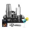 23Pcs Bartender Kit with Stand Silver Cocktail Shaker Set for Drink Mixing Martini Shaker Jigger Strainer Mixer Spoon Tongs Opener Stainless Steel