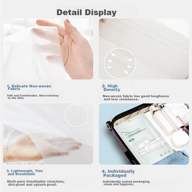 Banzheni Disposable Three-Piece Set: Bed Sheet, Travel Hotel Protective Cover, Pillowcase, Sleeping Bag, Train Single/double Bedding for Large Beds