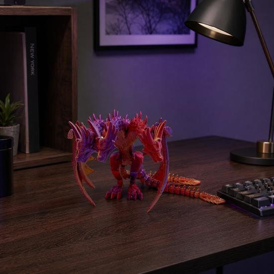 Nostalgie 3D Printed Dragon Figurine with Movable Joints, Flexible Articulated Toy, Desk Ornament, Creative Gift for Lovers, Boys, Shelf Decor
