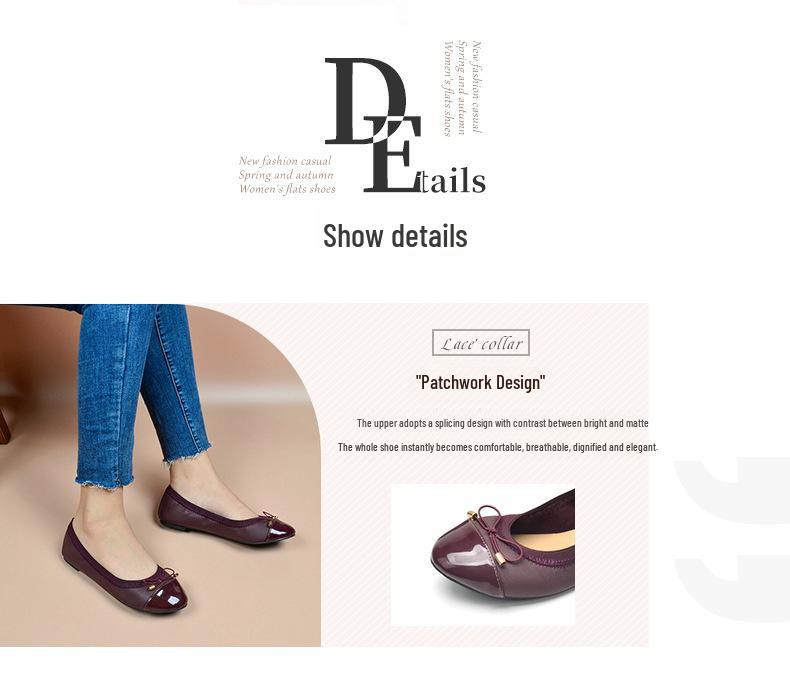 2024 New Wine Red Splicing Egg Roll Shoes for Pregnant Women - Ballet Boat Shoes with Soft Bottom, Spring/Autumn Style