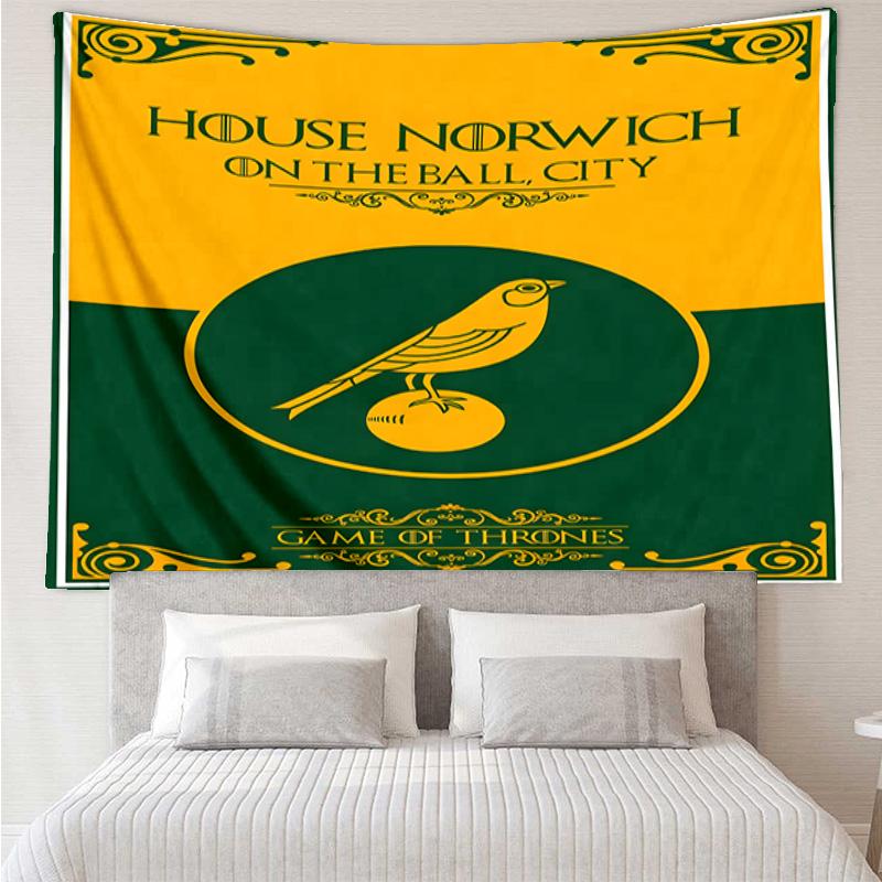 Norwich City Football Club Crest Printed Tapestry, for Bedroom,Livingroom, dormitory, Large Wall Decor, Fabric Decor Fan Birthday Gifts