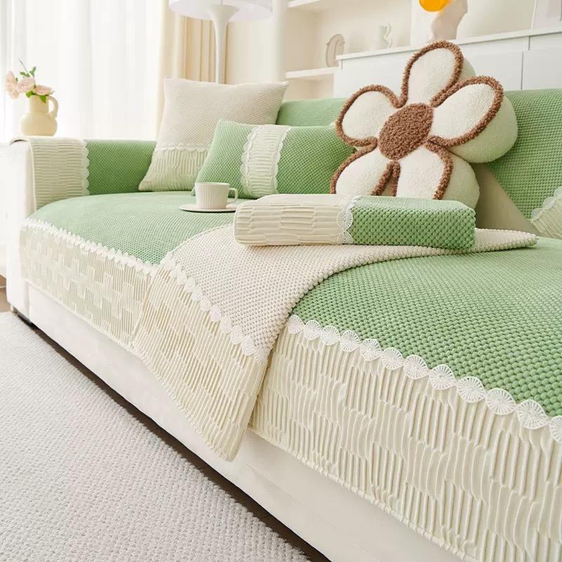 Диванная подушка в кремовом стиле, осень и зима, универсальный кожаный чехол для дивана на четыре сезона, плюшевый чехол, подушка для полотенец