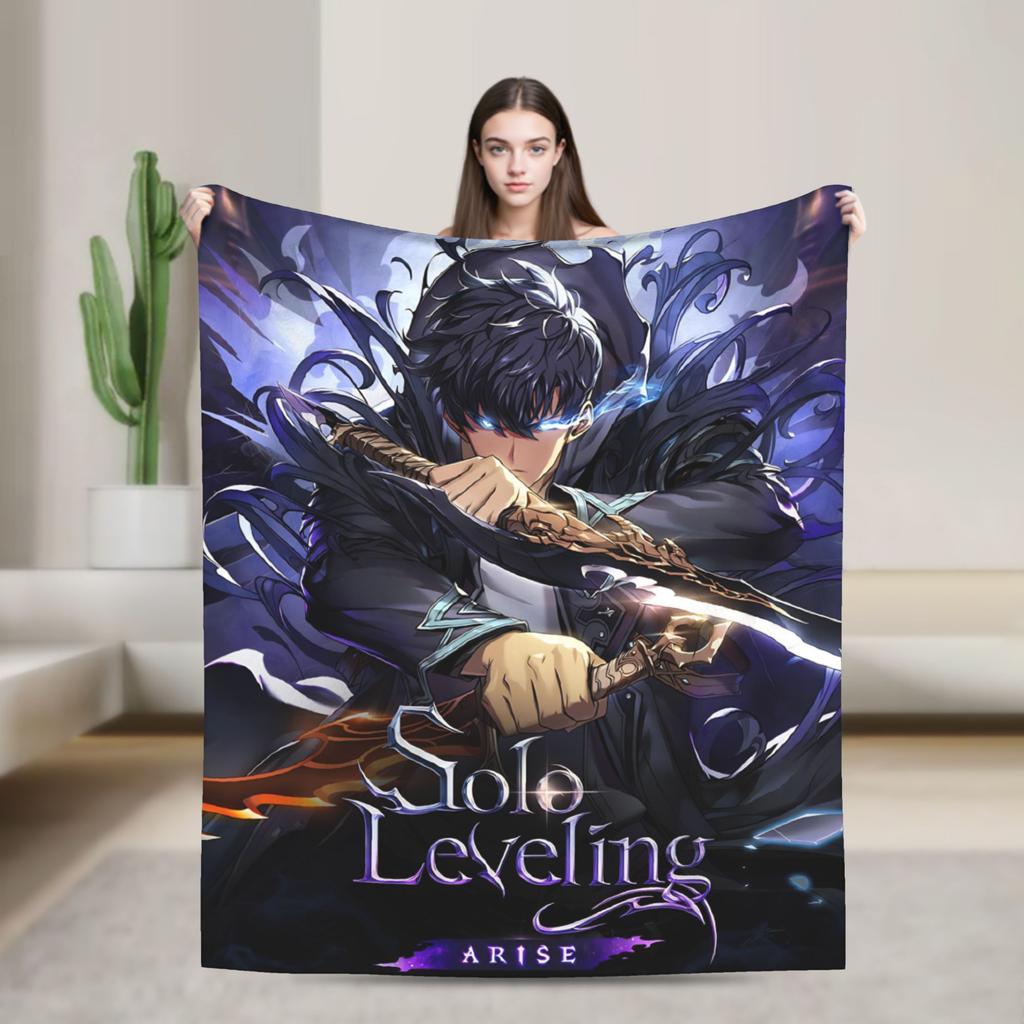 Vintage Solos Levelings Anime Coral Fleece Plush Throw Blanket Blankets for Bed Bedroom Warm Plush Thin Quilt,