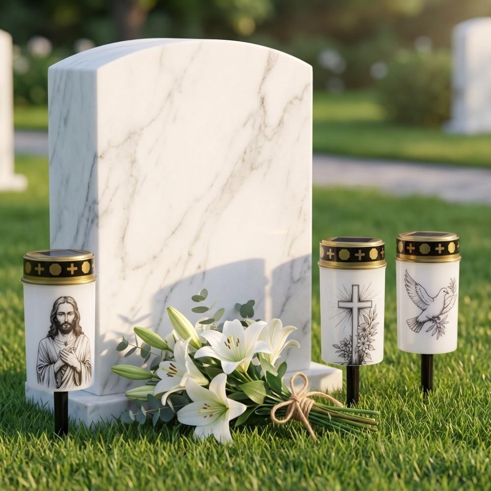 Waterproof Flameless Ceremony Grave Lantern Solar Sensor Candle Memorial Light Memorial Gift