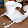 Creative Wavy Espresso Cup Saucer Set Porcelain Milk Breakfast Mug Ceramic White Couple Mug 90ml/130ml/200ml300ml Tea Coffee Cup